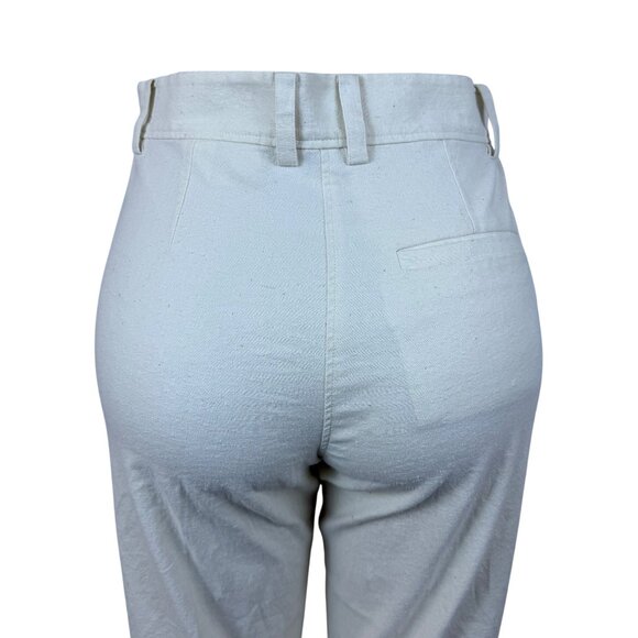 Cos Womens Cream Lyocell & Linen High-Waisted Straight-Leg Pants Size 2 - Picture 6 of 9